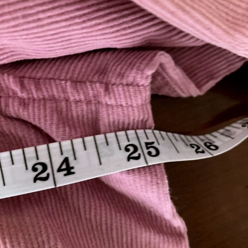 Woman Within L Pink Corduroy Button Down Shirt Pleated Bib Roll Tab Sleeve - Picture 9 of 14